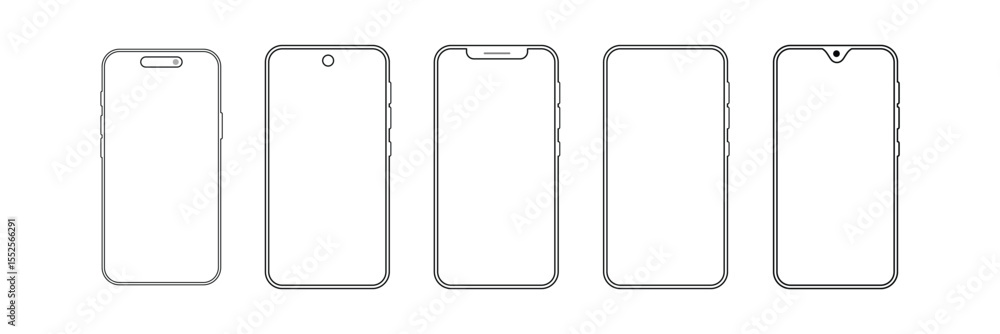 Poster smart mobile phone icon set – minimal vector smartphone symbols for app, ui & web interface design d