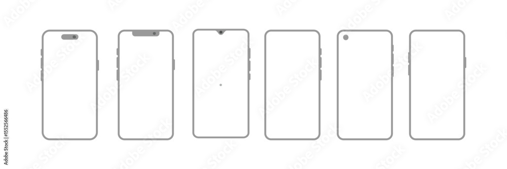 Poster smart mobile device icons – vector phone icon set for os ui, app menus, and digital interfaces. deta