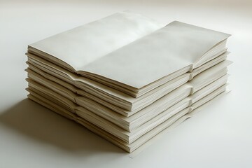 Stacked Open Book Mockup with Visible Pages on Light Surface

