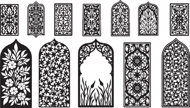 Set of Islamic lasercut pattern design