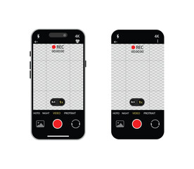 Smartphone Camera Interface Vector – Viewfinder, Grid, Focus & Record Buttons for Photo & Video | Mobile App UI Screen Icons.