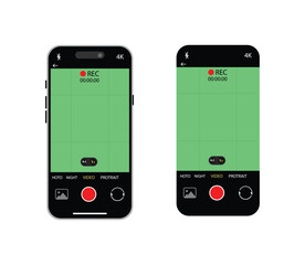 Smartphone Camera Interface Vector – Viewfinder, Grid, Focus & Record Buttons for Photo & Video | Mobile App UI Screen Icons.