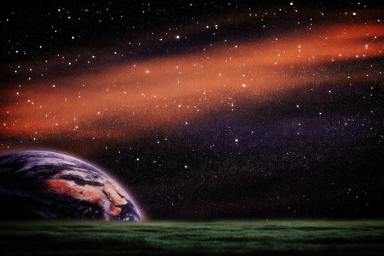 A planet Earth in a starry night sky