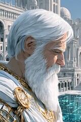 Elderly figure, profile view