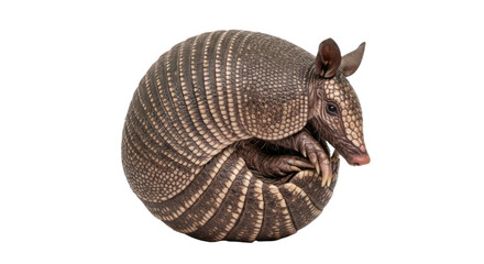 Armadillo Curled Up on White.