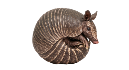 Armadillo Curled Up on White.