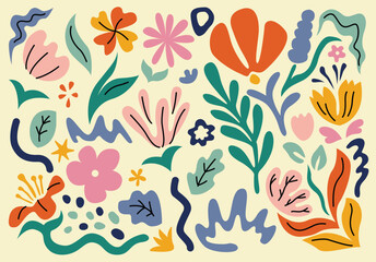 abstract floral pattern set. collection of abstract flower vector illustrations. abstract botanical shapes bundle for cards, posters, wallpaper, etc.