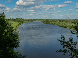 Landscape of a river with blue sky.