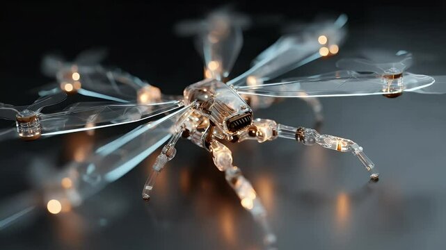 Futuristic transparent insect robot