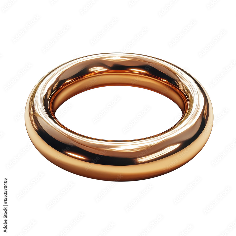 Poster 3d rendered round bronze shape with glossy surface a geometric object on transparent background