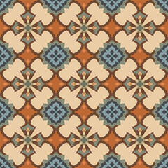 Fototapeta premium A geometric pattern of flowers, a brown background pattern, and a creamy flower pattern are used for vector-shaped wallpapers.