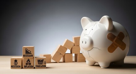 Cracked Piggy Bank and Falling Blocks A Visual Metaphor for Financial Crisis and Instability