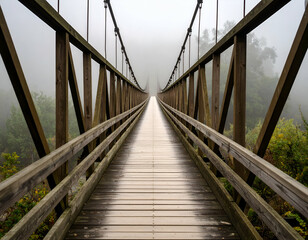Misty Bridge A Journey into the Unknown, Fog-Shrouded Path, Endless Perspective