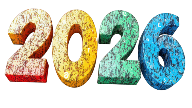 Colorful textured 2026 digits