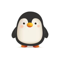Cute 3D cartoon penguin with a round belly