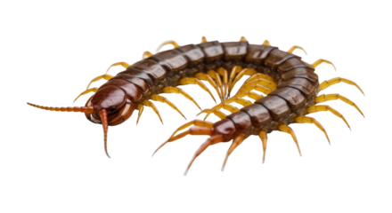 Closeup of a Centipede Isolated.