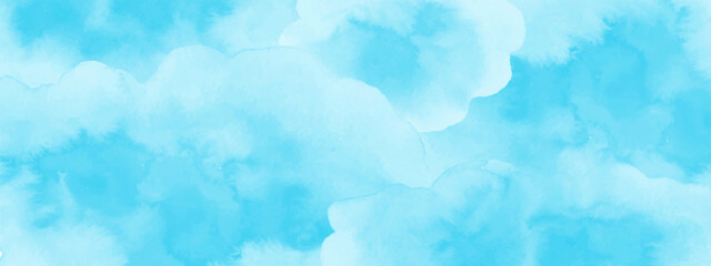 Fototapeta premium Blue watercolor abstract background, form, design element. Colorful hand painted texture, wash. Abstract clouds, sea, water texture. 
