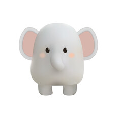 3D cartoon elephant with big ears and a small body