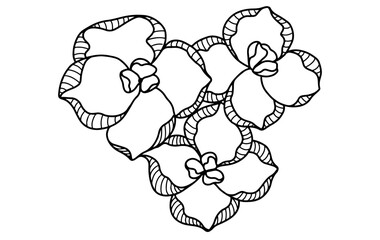 Black ink vector flower image. flower pattern, cute, balloon flower sketch, printable, editable