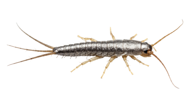 Closeup of a Silverfish Insect.
