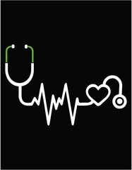 Nurse Stethoscope Heartbeat Lover Printable File - printable editable vector art file.