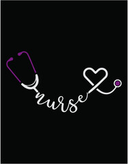 Nurse Heart stethoscope Cutting Printable Files - printable editable vector art file.