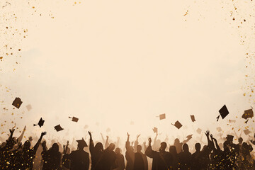 graduation poster with gold-lilac hues, blank center.