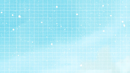 Minimal pastel blue grid paper, soft sparkles, blank center space.