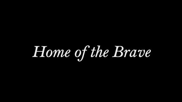 Home of the brave text in white cursive font on a solid black background simple patriotic message