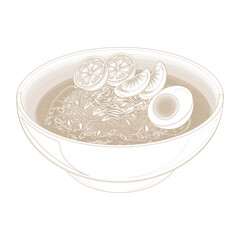 Vector Illustration Logo Simple Line art Soto Koya Or Soto Ayam on a Bowl
