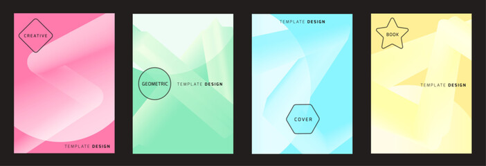 Abstract geometric poster background vector set. Cover template ideal design for social media, cover, banner, music, ads.
