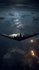 Stealth Bomber Releasing Missiles During a Nighttime Military Operation