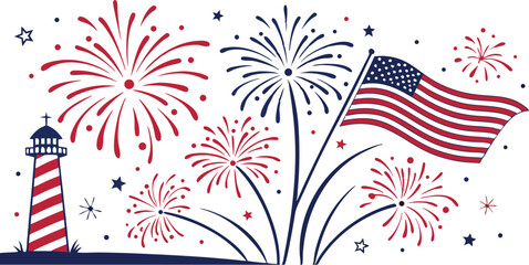 Fireworks Celebration in Red, White, and Blue,Red, White, and Blue Fireworks Celebration,Patriotic Fireworks Display in Red,White, and Blue,4th of July border, USA banner, fireworks pattern background