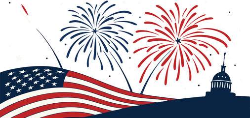 Fireworks Celebration in Red, White, and Blue,Red, White, and Blue Fireworks Celebration,Patriotic Fireworks Display in Red,White, and Blue,4th of July border, USA banner, fireworks pattern background