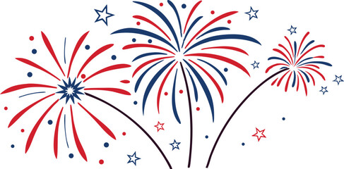 Fireworks Celebration in Red, White, and Blue,Red, White, and Blue Fireworks Celebration,Patriotic Fireworks Display in Red,White, and Blue,4th of July border, USA banner, fireworks pattern background