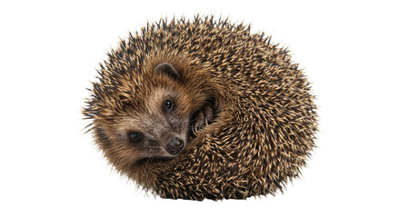 Obraz premium Curledup European Hedgehog on White.
