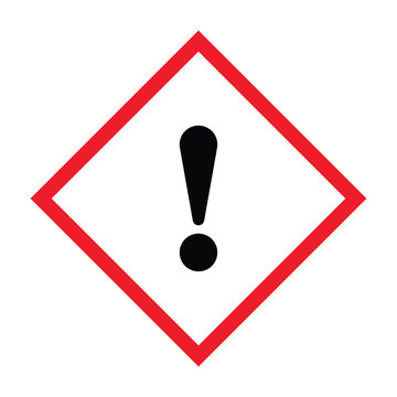 GHS07 Health Hazard Harmful warning sign. GHS07 Exclamation mark. Globally hazard pictograms symbol. Warning symbol GHS icon. Exclamation point. Safety Sign. Danger sign.