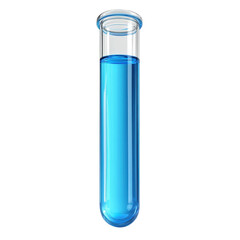 Blue liquid in glass test tube laboratory illustration isolated PNG with Transparent Background