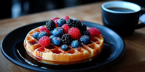 Waffle with berries and coffee (2)