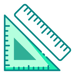 geometry ruler green filled line icon for drawing and measuring