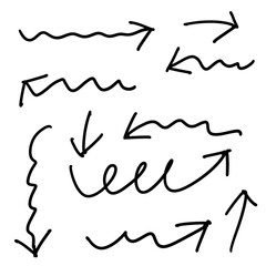 シンプルなくるくるぶるぶる手描きの矢印セット