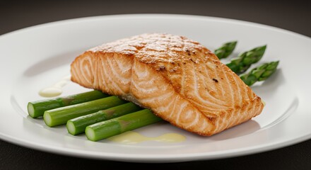 Pan-Seared Salmon with Asparagus, a gourmet culinary delight.