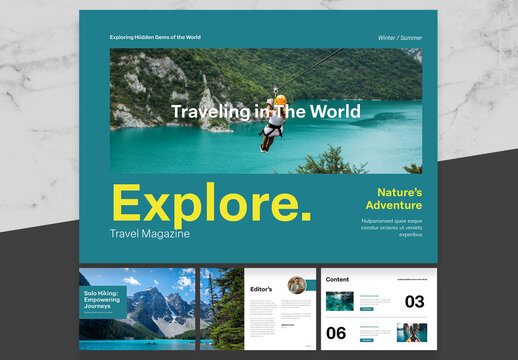 Blue And Yellow Travel Magazine