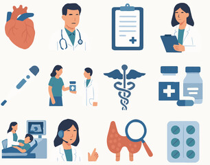 doctor and nurse - medical icons set