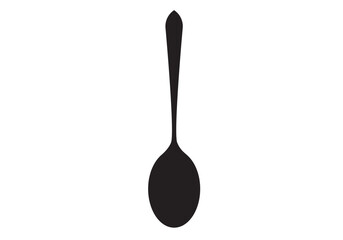 Single spoon vector silhouette on white background. Spoon icon sign illustration design