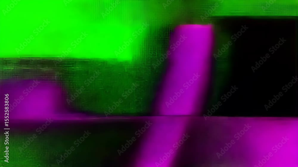 Poster glitch transition effect on green screen with digital distortion, noise, and flicker, perfect for vi