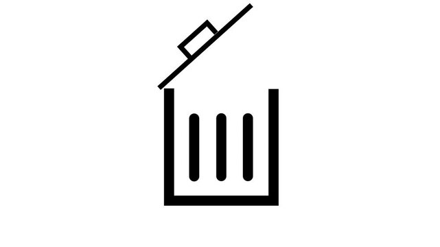 Simple dustbin icon animation with white backdrop. Minimal dustbin animation. Trash bin animation . Iconic dustbin animation set against white background.