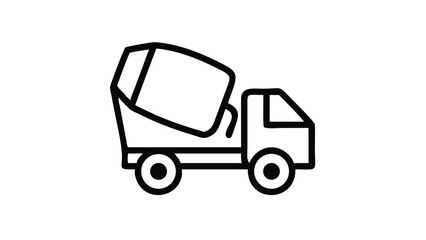 Cement mixer truck outline icon. Concrete machine linear symbol. Construction equipment editable stroke vector sign