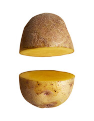 slice of raw potatoes isolated