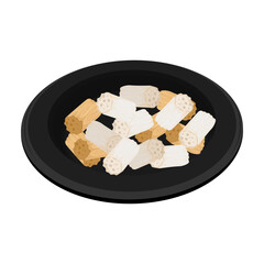 Vector Illustration Logo Clipart Korean Stick Taffy or Changpyeong Yeot on a Plate